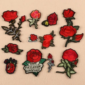 Retro Red rose patch