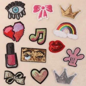 Crown Lips Sequins Patches