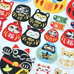 NEW Japan Style Carp Streamer Emblem Embroidery Patches Damour Budaoweng Iron Transfer Sticker Applique Patches for Clothing