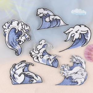 Cartoon Sea Wave Patches for Clothing