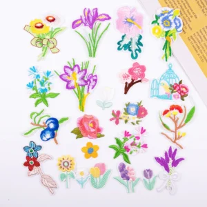 Embroidery Rose Lavender Flower Patches