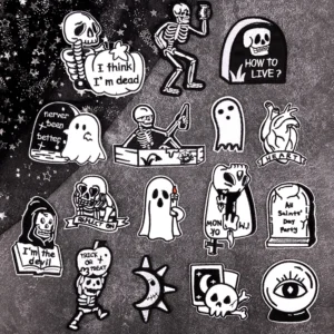 Halloween Black and White Skull Patch