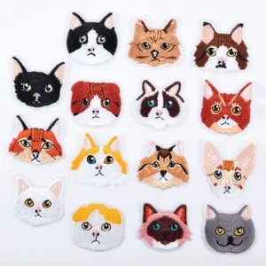 Cat Animal Logo Embroidered Patches on Clothing