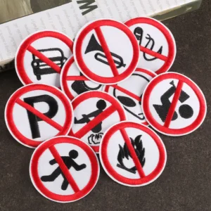 Circular Embroidery No Smoking Sign Patch Applique