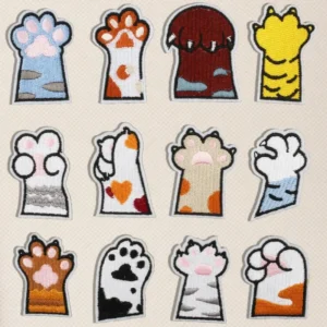 Cute Cat Paw Embroidery Paw Iron on Patches